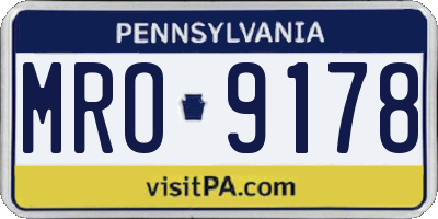 PA license plate MRO9178