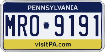 PA license plate MRO9191