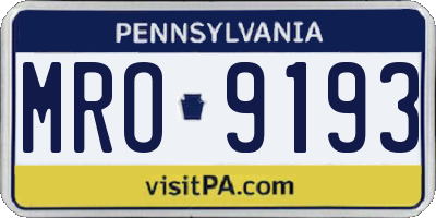 PA license plate MRO9193