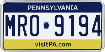 PA license plate MRO9194