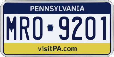 PA license plate MRO9201