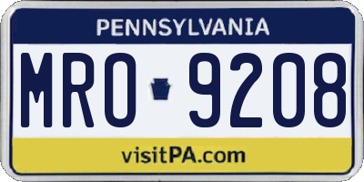 PA license plate MRO9208