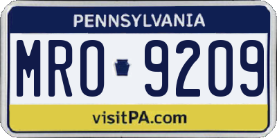 PA license plate MRO9209