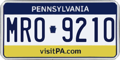 PA license plate MRO9210