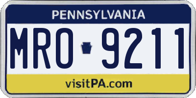 PA license plate MRO9211