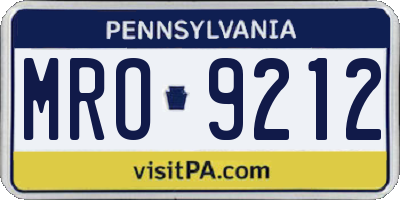 PA license plate MRO9212