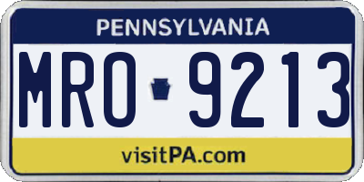 PA license plate MRO9213