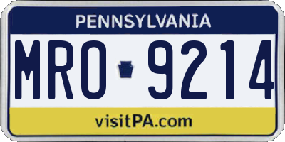 PA license plate MRO9214