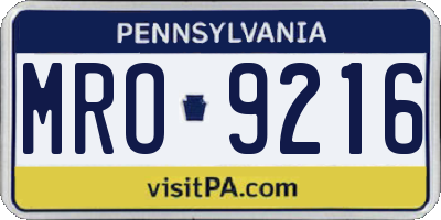 PA license plate MRO9216