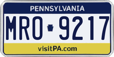 PA license plate MRO9217