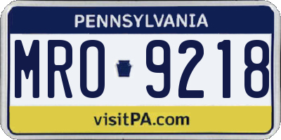PA license plate MRO9218