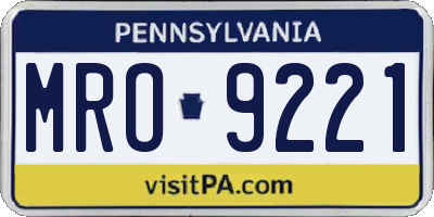 PA license plate MRO9221