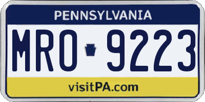 PA license plate MRO9223