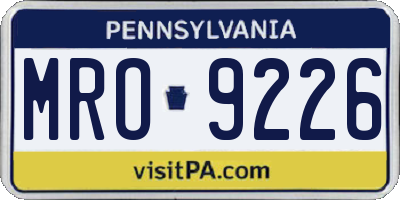 PA license plate MRO9226