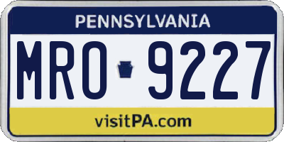 PA license plate MRO9227