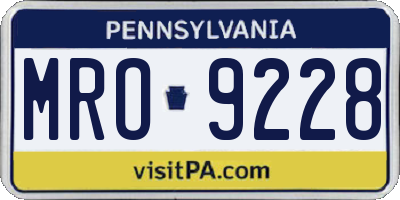 PA license plate MRO9228