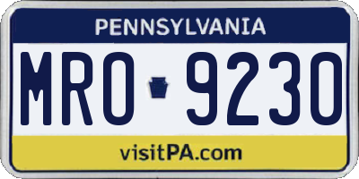 PA license plate MRO9230