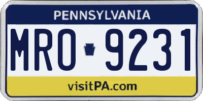 PA license plate MRO9231