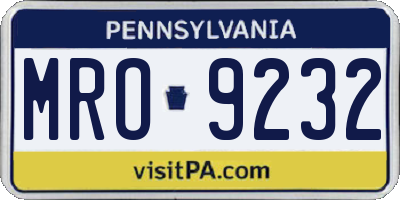 PA license plate MRO9232