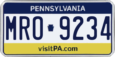 PA license plate MRO9234