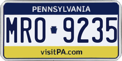 PA license plate MRO9235