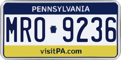 PA license plate MRO9236