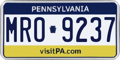 PA license plate MRO9237