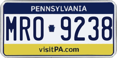 PA license plate MRO9238