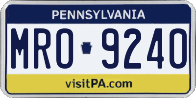 PA license plate MRO9240
