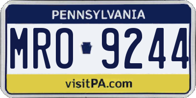 PA license plate MRO9244
