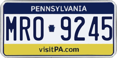 PA license plate MRO9245