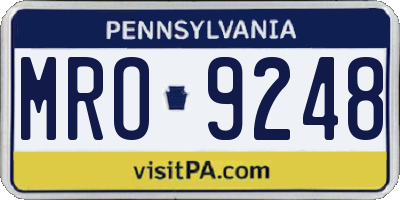 PA license plate MRO9248