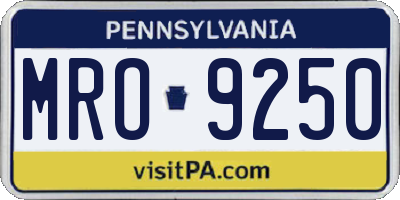 PA license plate MRO9250