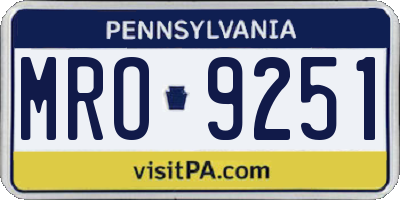 PA license plate MRO9251