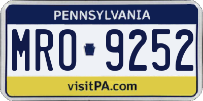 PA license plate MRO9252