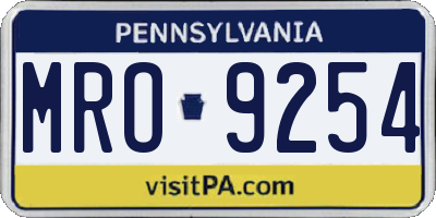 PA license plate MRO9254