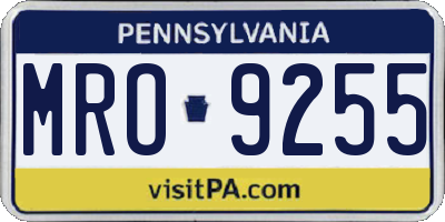 PA license plate MRO9255