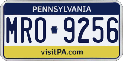 PA license plate MRO9256