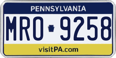 PA license plate MRO9258
