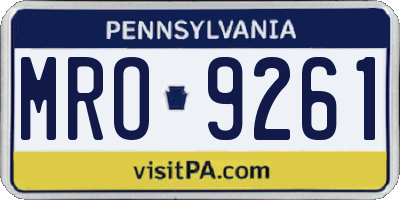 PA license plate MRO9261