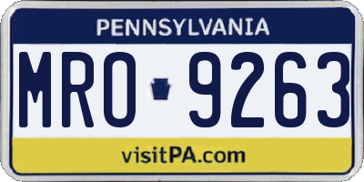 PA license plate MRO9263