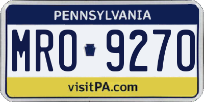 PA license plate MRO9270