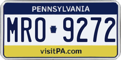 PA license plate MRO9272