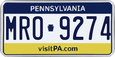 PA license plate MRO9274
