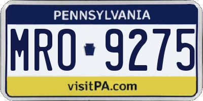 PA license plate MRO9275