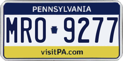 PA license plate MRO9277