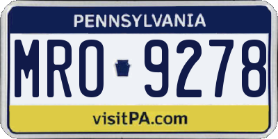 PA license plate MRO9278