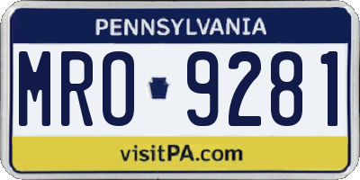 PA license plate MRO9281