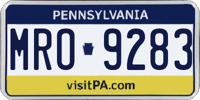 PA license plate MRO9283