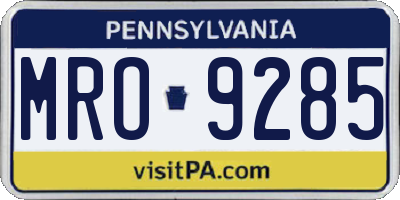 PA license plate MRO9285
